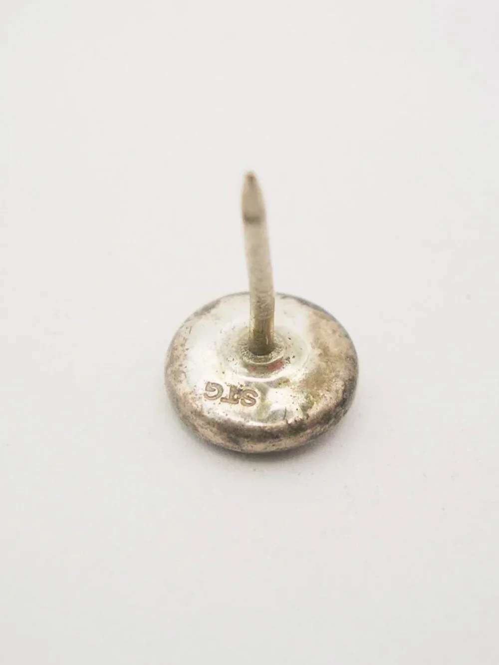 Vintage Tie Tack Pin Abalone Shell Sterling Silver Setting Men's Formal Wear